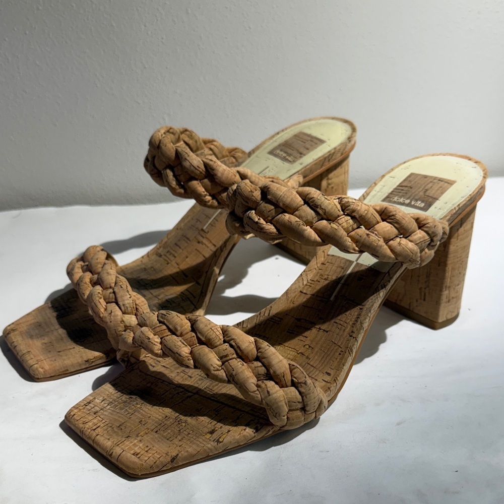 Gently used Dolce Vita Braided Cork Tan Women's Heels size 11